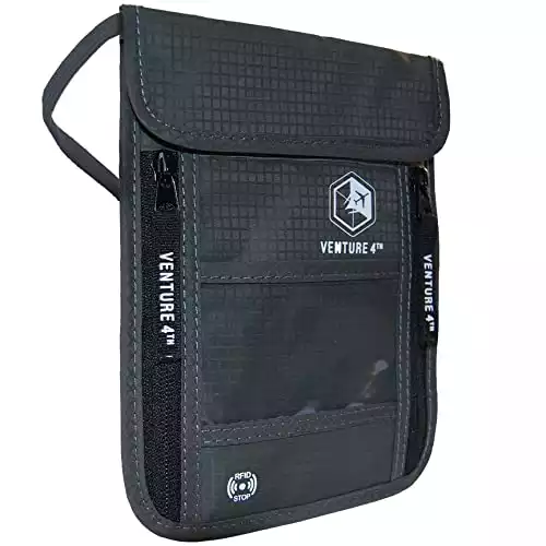 Travel Neck Pouch Neck Wallet with RFID Blocking – Passport Holder to Keep Your Cash And Documents Safe – Get Peace Of Mind When Traveling